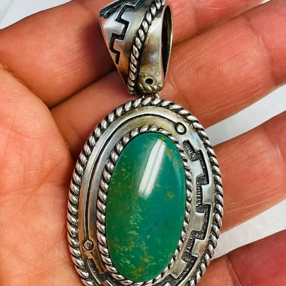 Carolyn Pollack Sterling Silver Turquoise Pendant. - Picture 4 of 6